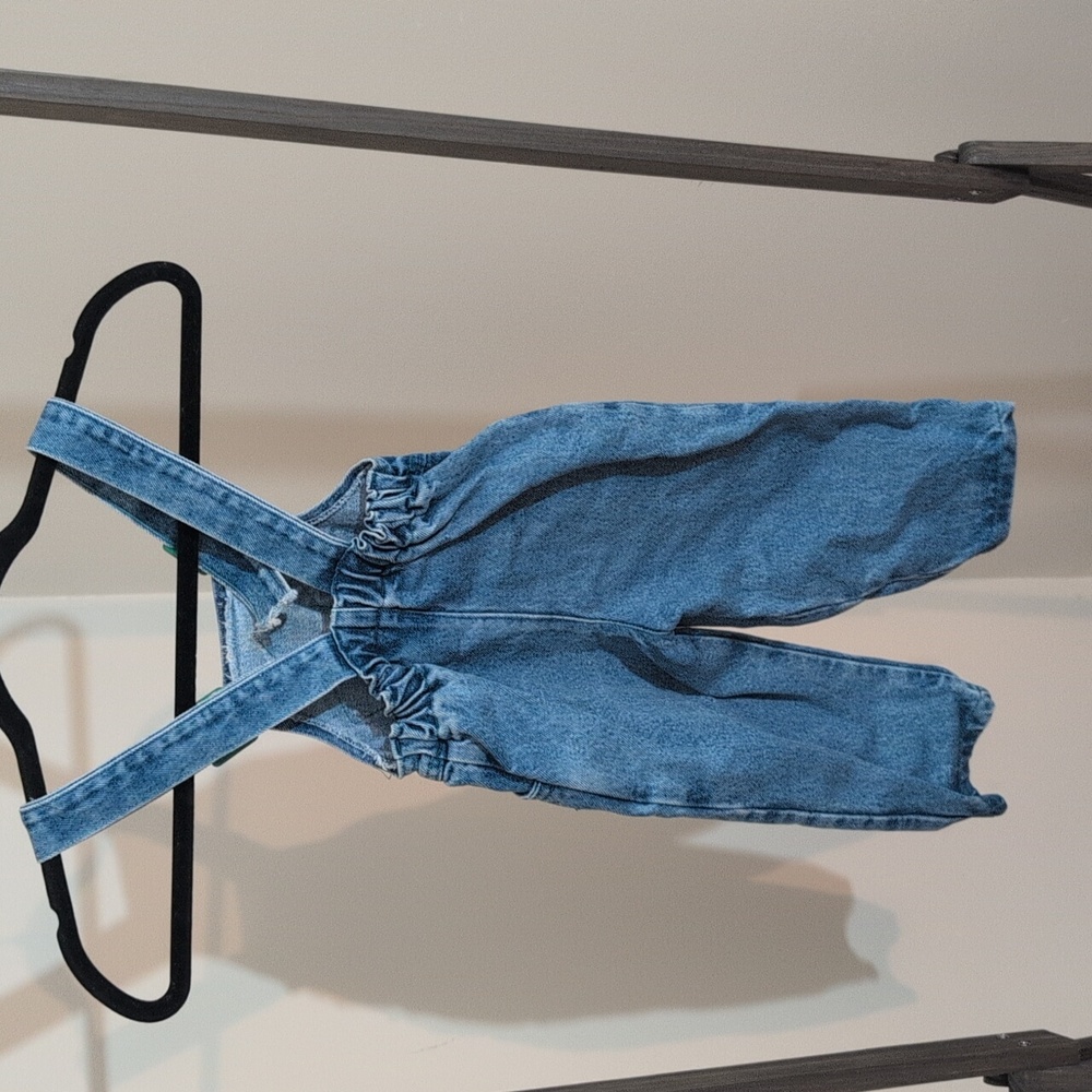 Vintage Denim Overalls With 4 colorful Patches - Picture 3 of 12